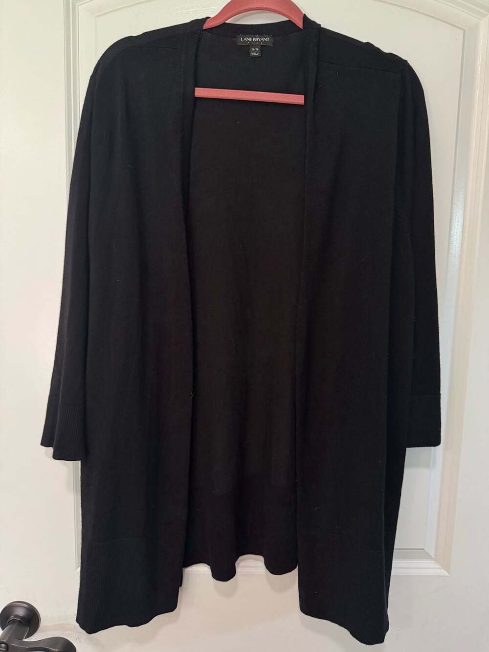 Lane Bryant 3X Open Front Long Cardigan Sweater Black Plus Size